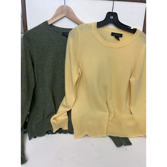 Lot 2 Tahari Sweater Womens L 100% 2 Ply Cashmere  Crewneck Pullover.   V - Picture 1 of 10